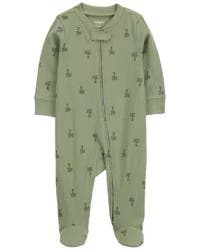 Carter's Carters Baby Palm Tree 2-Way Zip Cotton Sleep & Play Pajamas Olive 3M