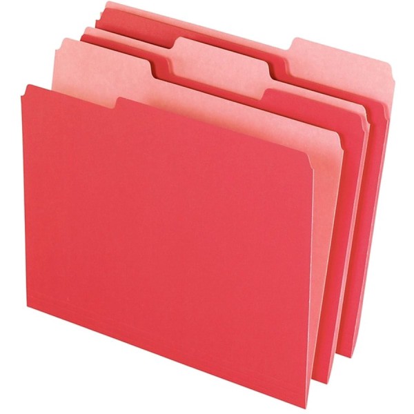 slide 2 of 2, Office Depot Brand 2-Tone File Folders, 1/3 Cut, Letter Size, Red, Box Of 100, 100 ct