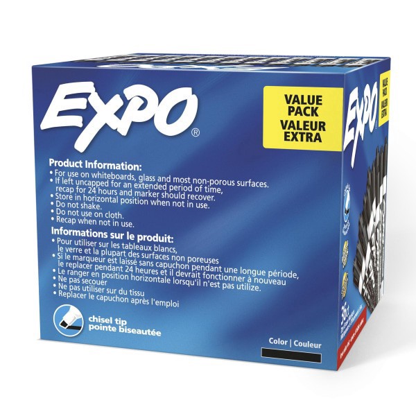 slide 3 of 9, Expo Low Odor Dry Erase Marker, Chisel Tip, Black, 36/Box, 1 ct