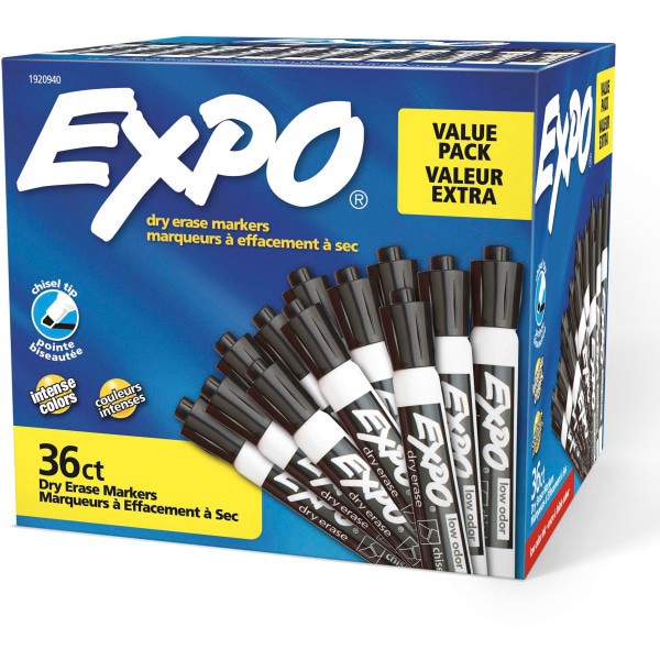 slide 5 of 9, Expo Low Odor Dry Erase Marker, Chisel Tip, Black, 36/Box, 1 ct