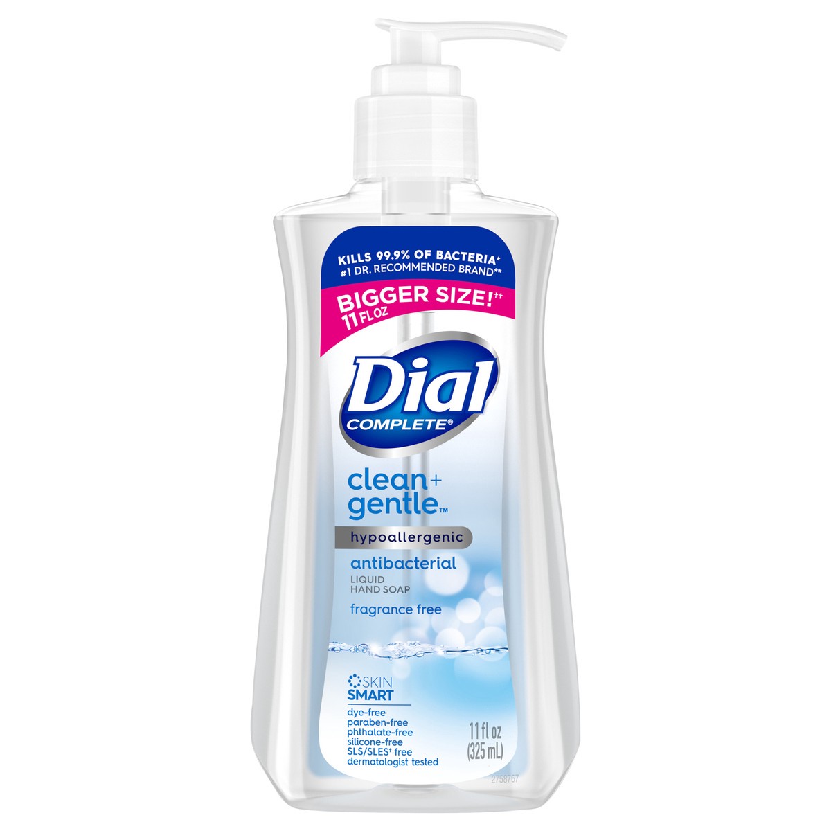 slide 1 of 3, Dial Clean + Gentle Antibacterial Liquid Hand Soap, Fragrance Free, 11 fl oz, 11 oz
