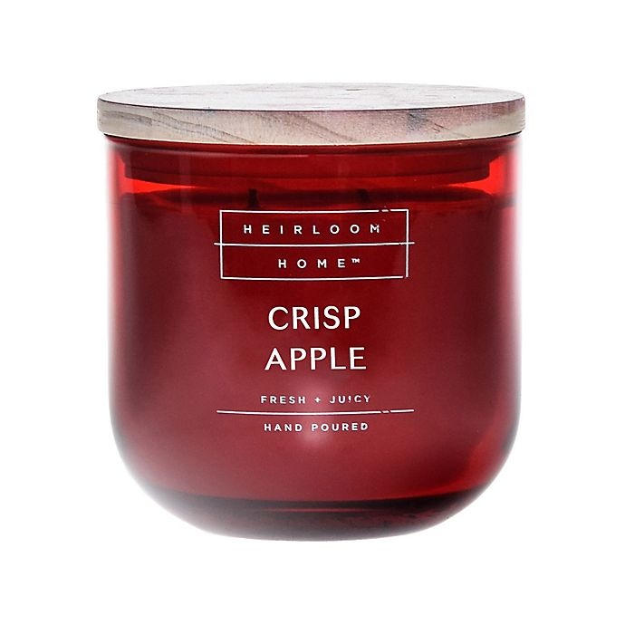 slide 1 of 2, Heirloom Home Crisp Apple Jar Candle with Wood Lid, 14 oz