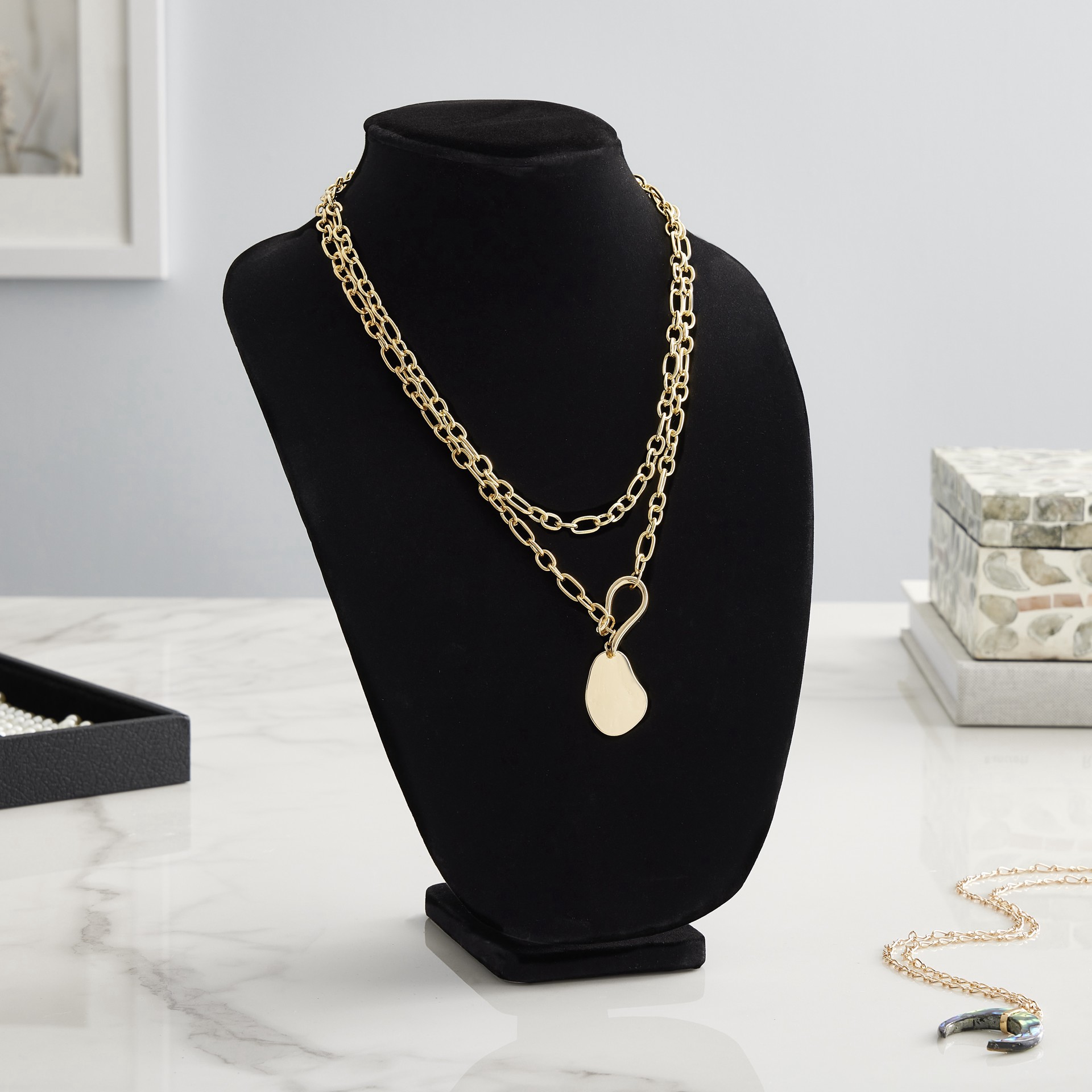 slide 3 of 3, 12" Black Velvet 3d Necklace Stand By Bead Landing, 12 in