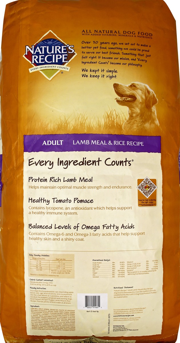 slide 5 of 6, Nature's Recipe Lamb Meal & Rice Recipe Dry Dog Food for Adult Dogs, 30 Pounds, 30 lb