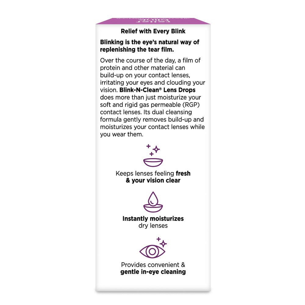 slide 2 of 15, Blink-N-Clean Lens Drops, Rewetting Drops for Contact Lenses, Instant Dry Lens Moisturizing, for Soft & RGP Lenses, 0.5 fl oz
, 15 ml