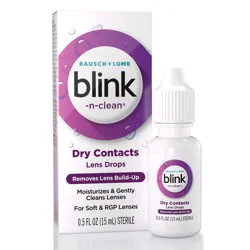 Blink-N-Clean Lens Drops, Rewetting Drops for Contact Lenses, Instant Dry Lens Moisturizing, for Soft & RGP Lenses, 0.5 fl oz