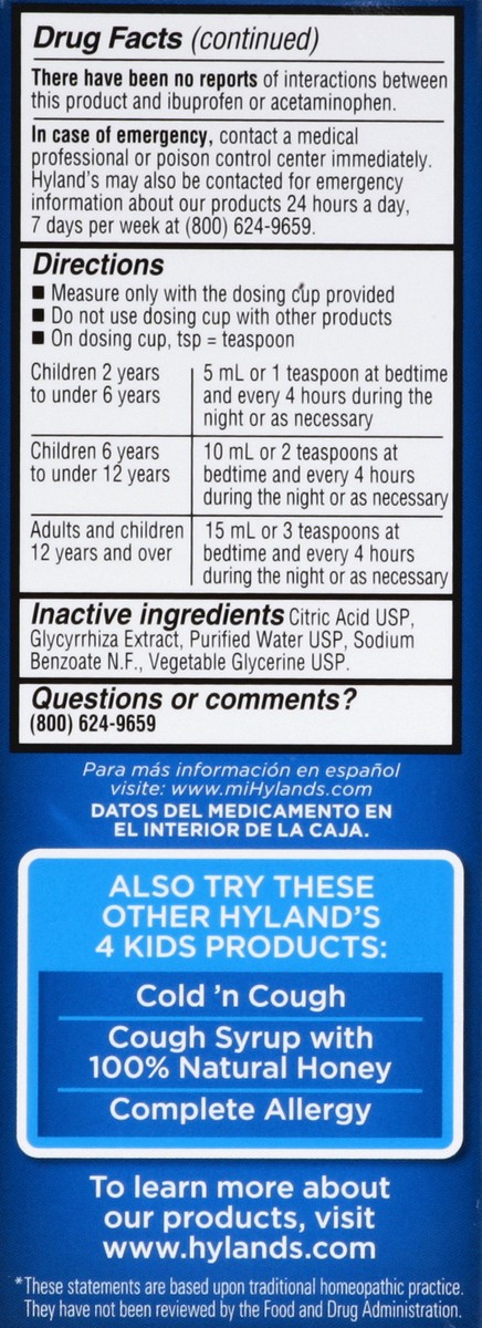 slide 5 of 5, Hyland's Homeopathic 4Kids Cold n Cough Nighttime, 4 fl oz