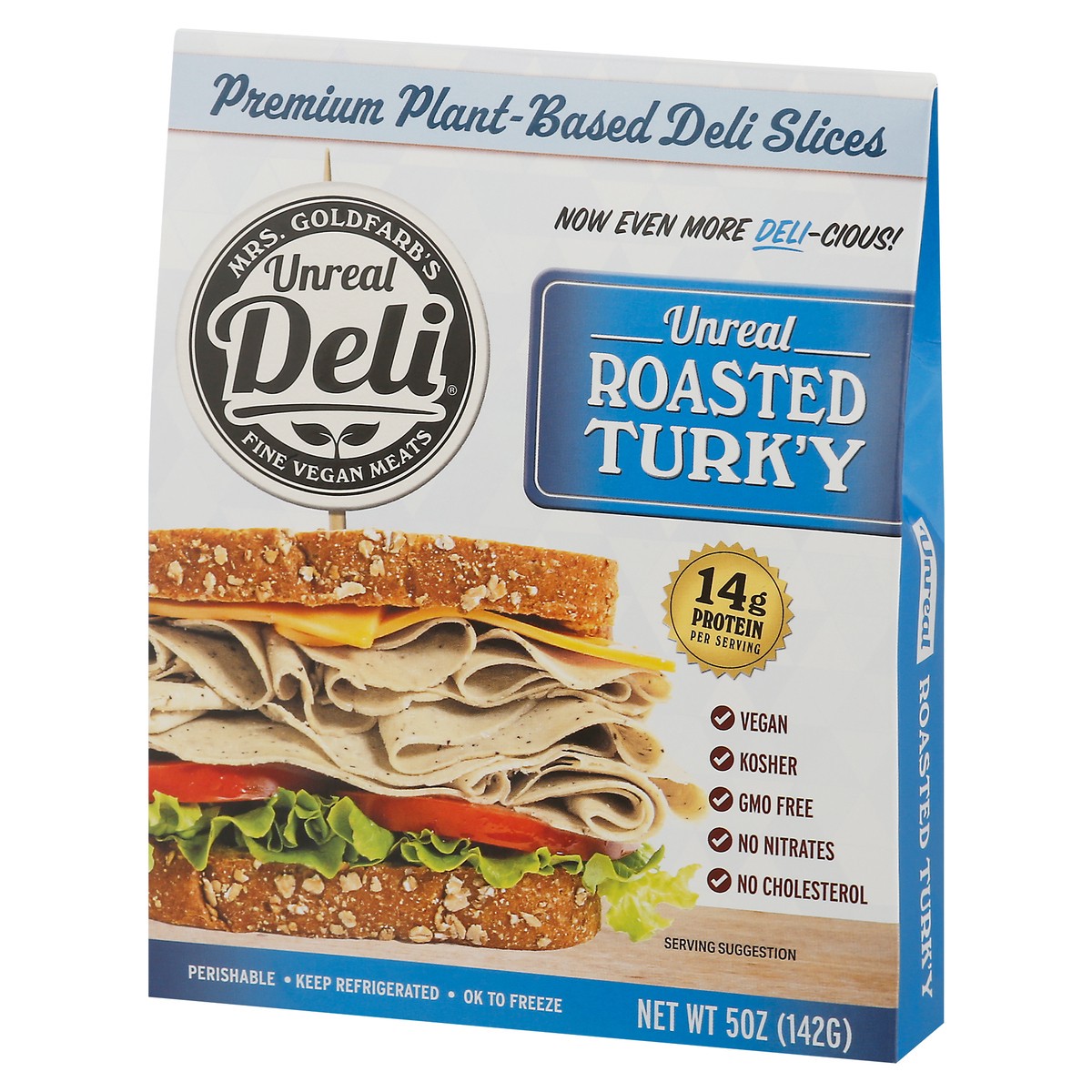 slide 7 of 11, Unreal Deli ROASTED TURK'Y - Plant Based Deli Meat - SLICES, 5 oz