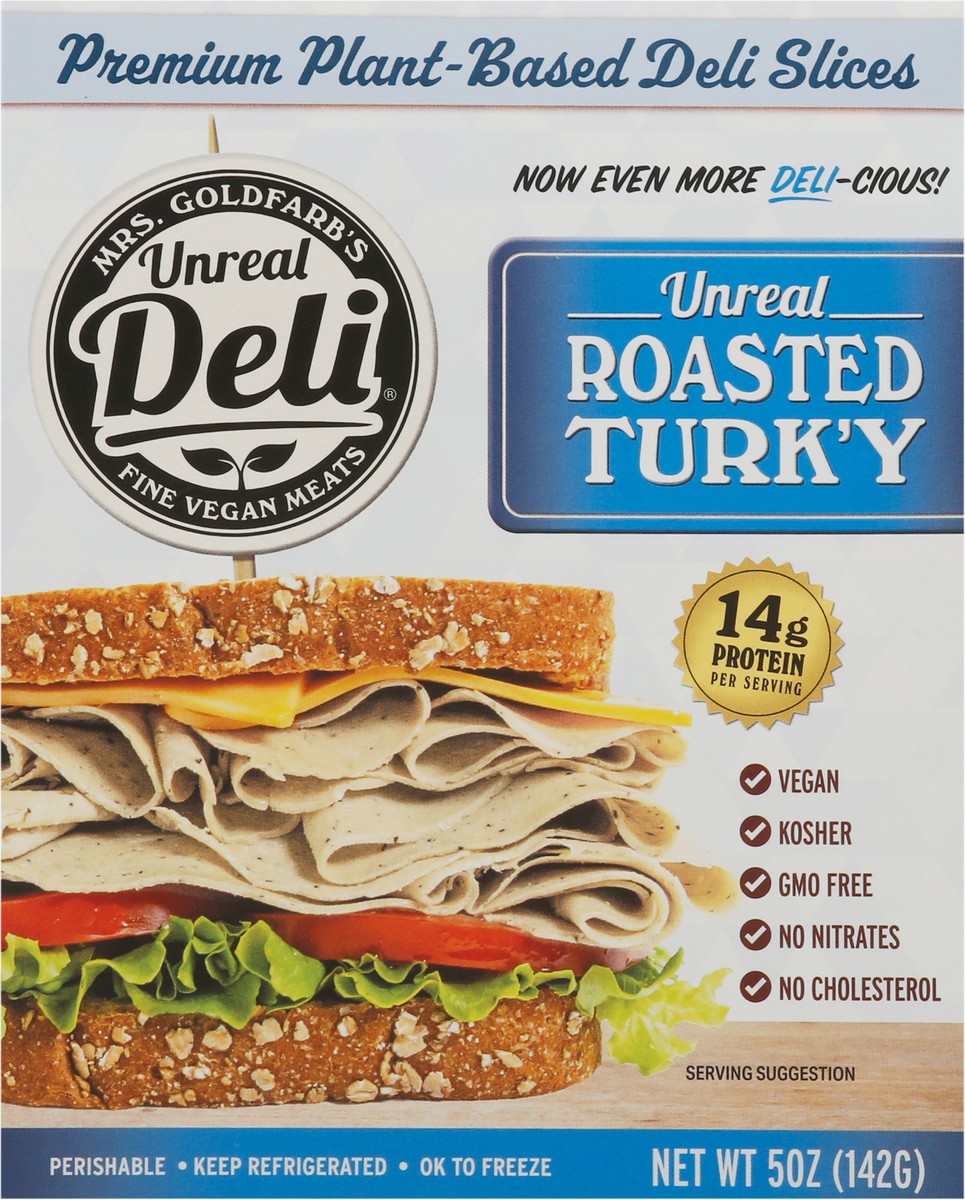 slide 11 of 11, Unreal Deli ROASTED TURK'Y - Plant Based Deli Meat - SLICES, 5 oz