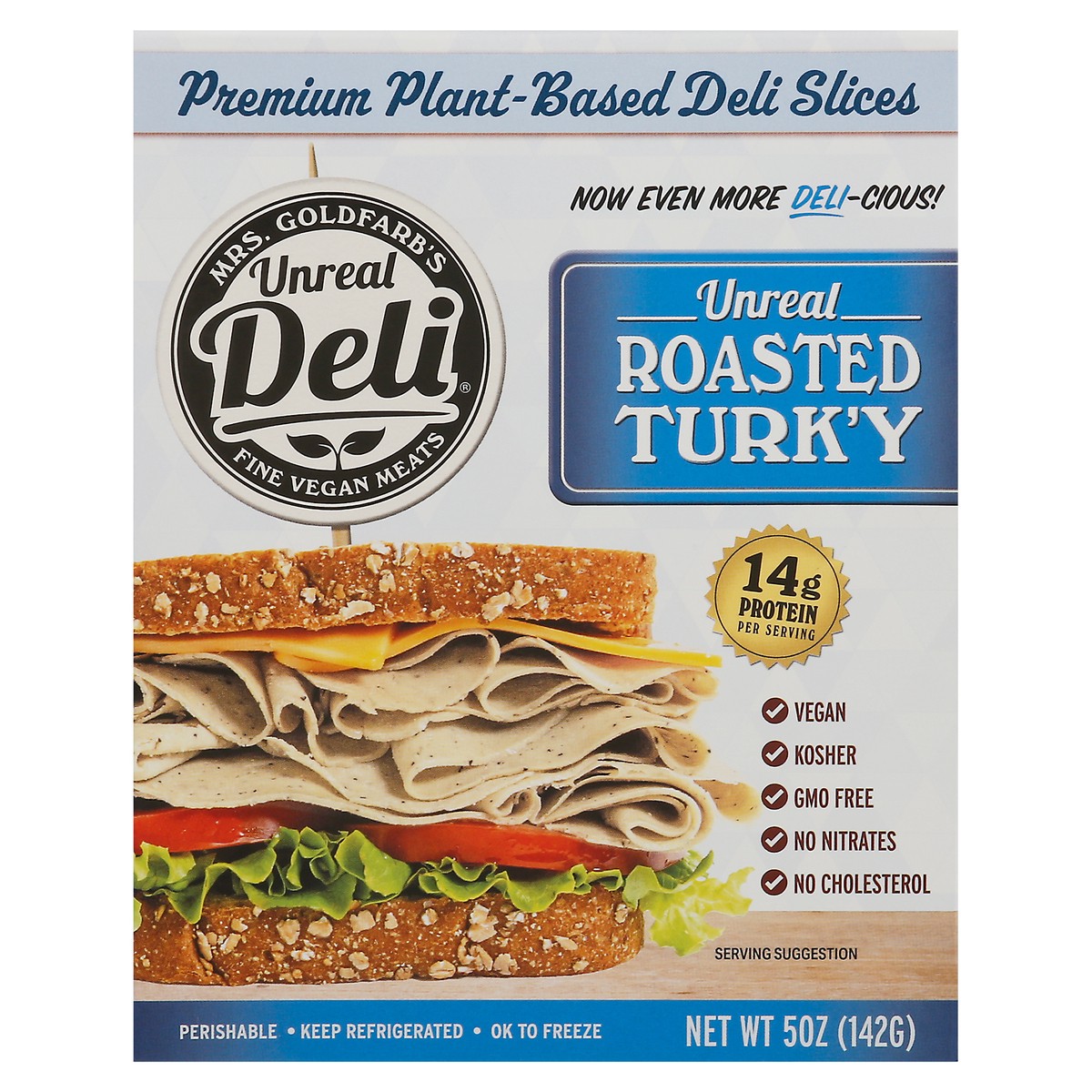 slide 3 of 11, Unreal Deli ROASTED TURK'Y - Plant Based Deli Meat - SLICES, 5 oz