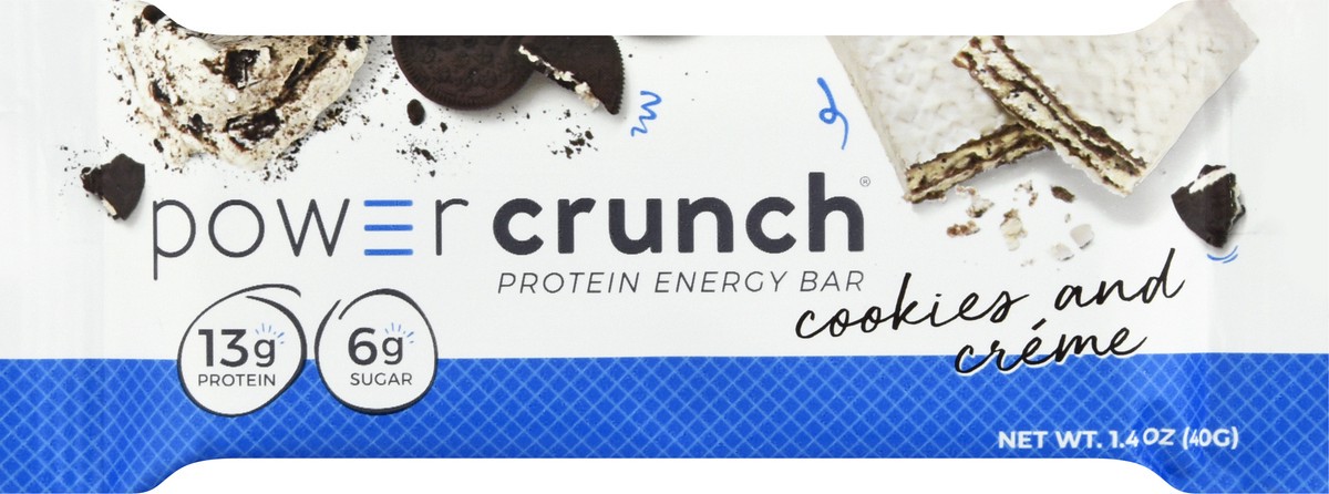 slide 8 of 10, Power Crunch Energy Bar, Protein, Cookies & Creme, Original, 1.4 oz