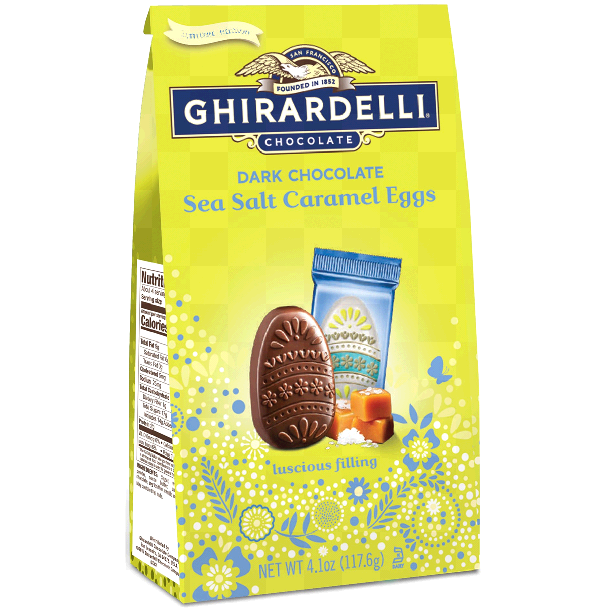 slide 1 of 1, Ghirardelli Easter Dark Chocolate Sea Salt Caramel Egg Bag, 4.1 oz