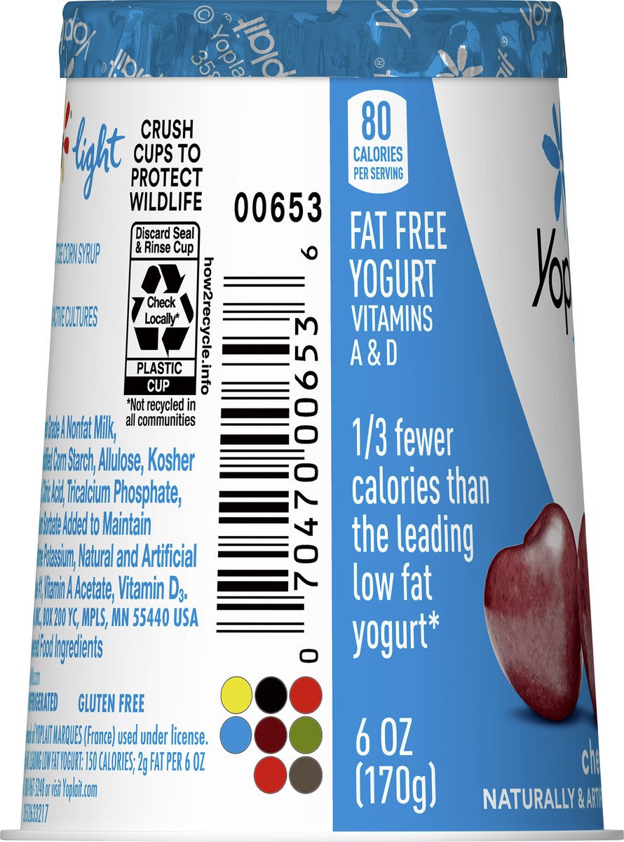 slide 2 of 9, Yoplait Light Cherry Fat Free Yogurt, 6 OZ Yogurt Cup, 6 oz