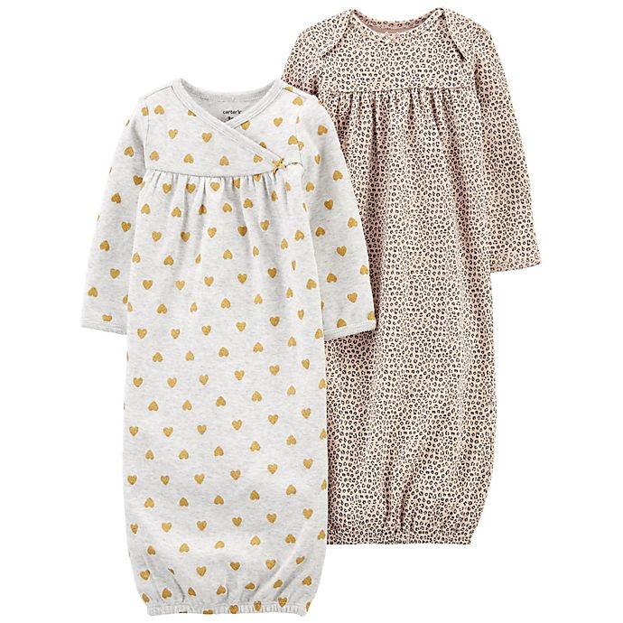 slide 1 of 1, carter's Newborn Animal Glitter Sleeper Gowns, 2 ct