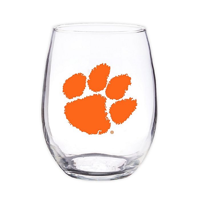 slide 1 of 1, NCAA Clemson University 16 oz. Clear Plastic Stemless Wine Glasses Set, 4 ct