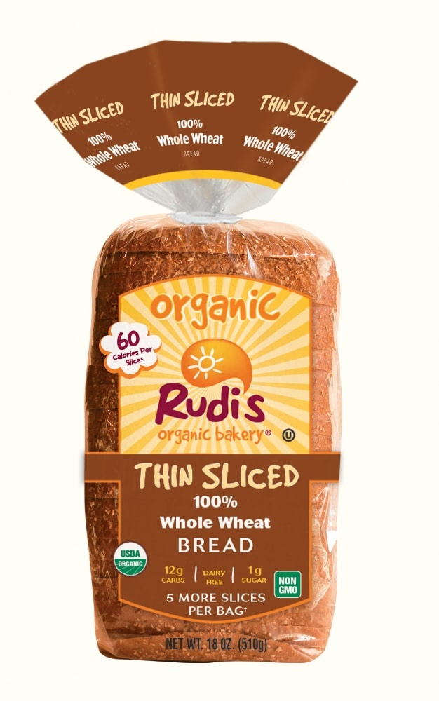 slide 1 of 1, Rudi's Bakery Thin Sliced 100% Whole Wheat, 
