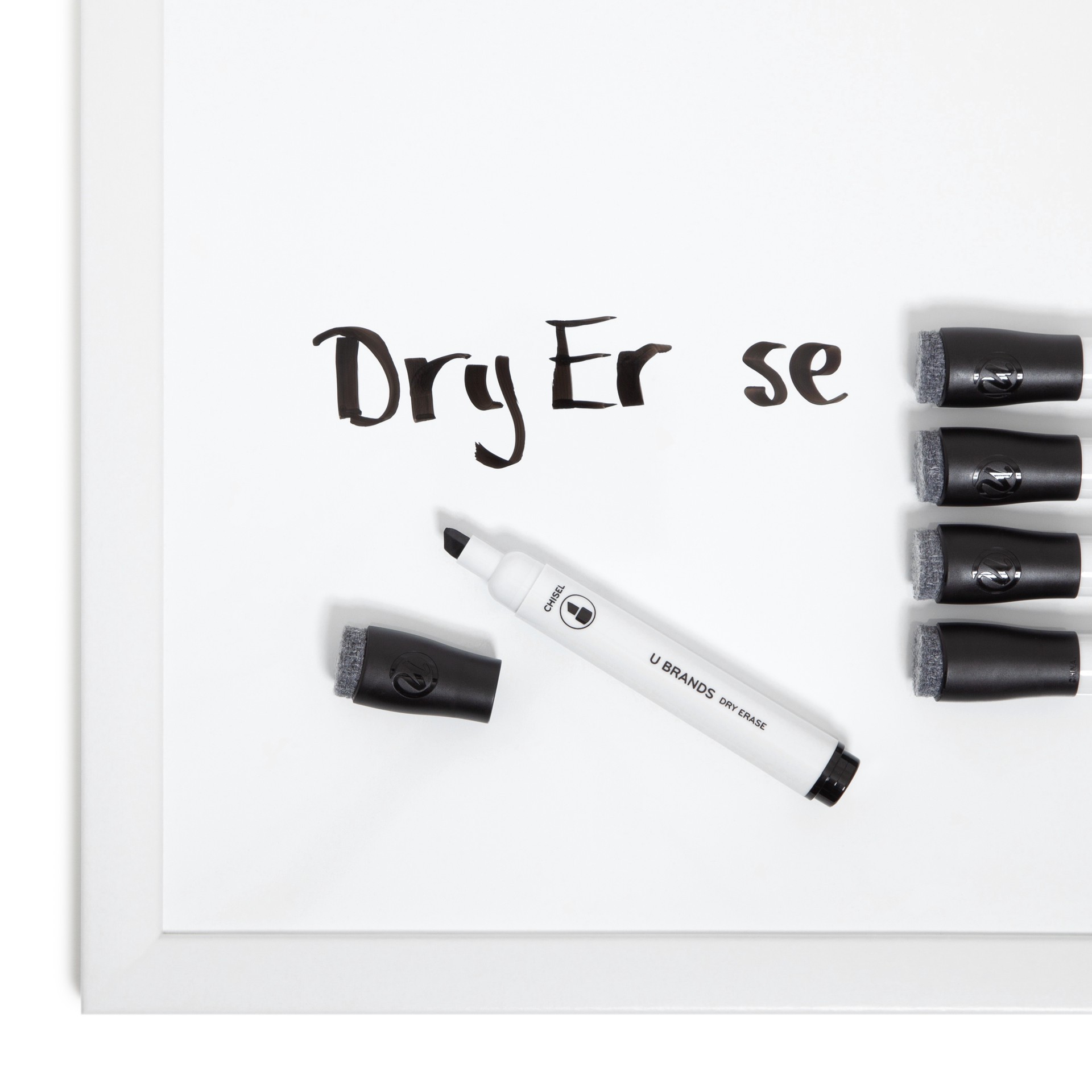 slide 4 of 6, U Brands Dry Erase Markers, Set of 5, Black, Low-Odor, Chisel (5 mm) Tip, 5 ct