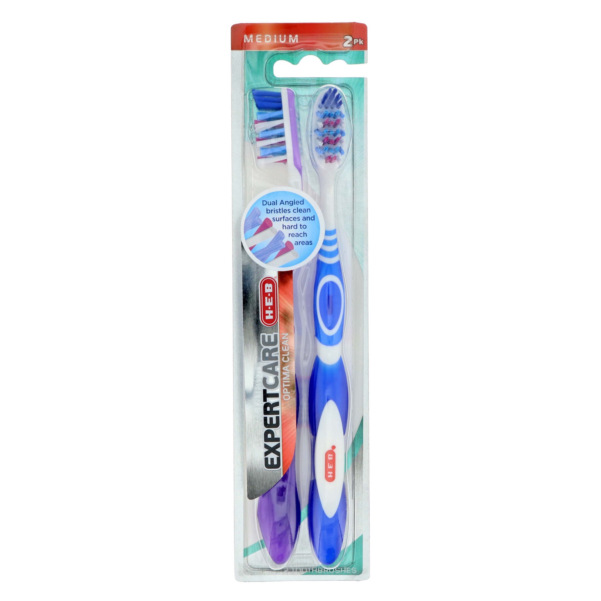 slide 1 of 1, H-E-B Expert Care Optima Clean Toothbrush Medium, 2 ct