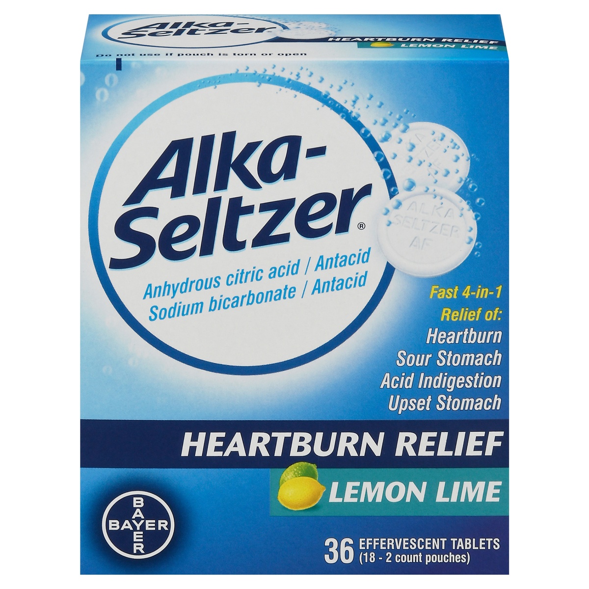 slide 1 of 6, Alka-Seltzer Antacid & Pain Relief Lemon Lime Tablets, 36 ct