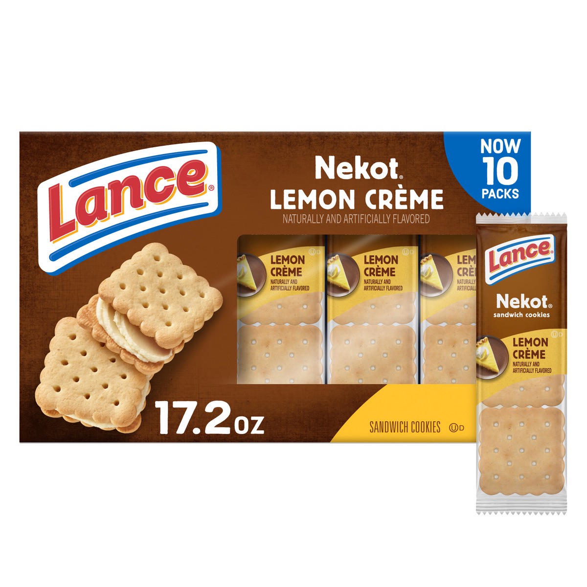 slide 1 of 9, Lance Nekot Lemon Creme Sandwich Cookies, 17.200 oz