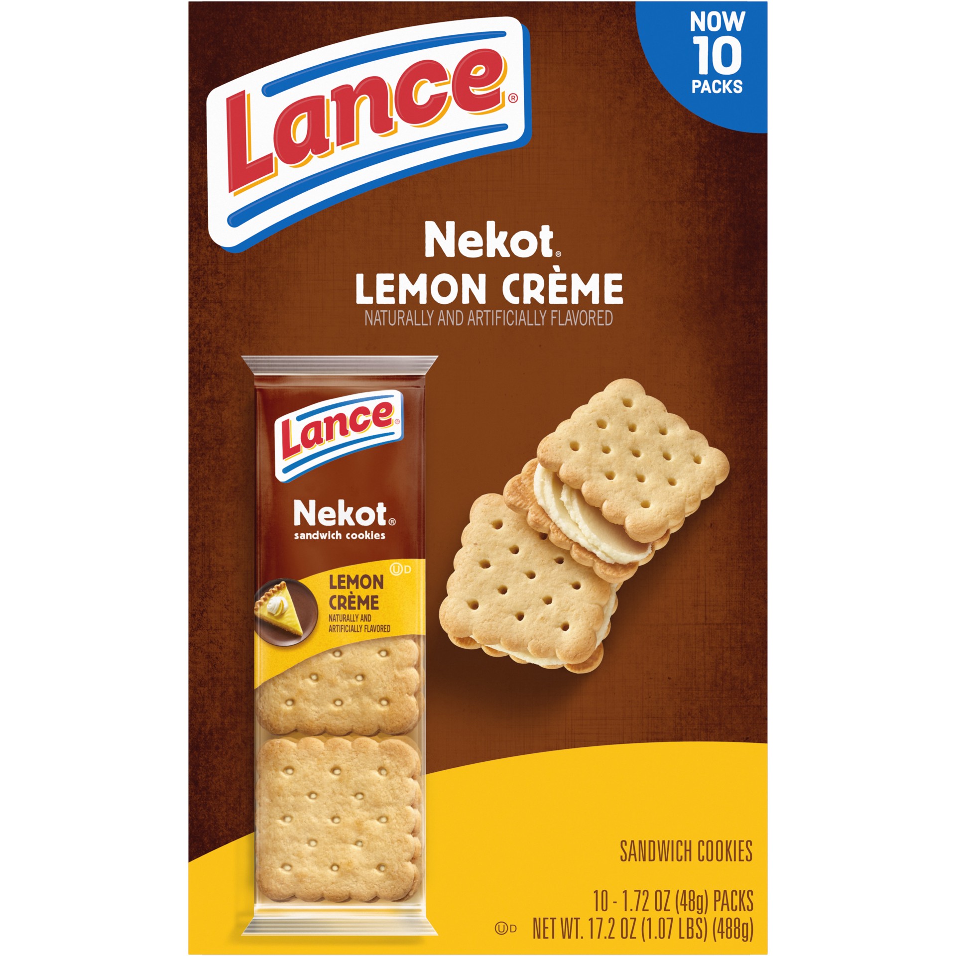 slide 9 of 9, Lance Nekot Lemon Creme Sandwich Cookies, 17.200 oz