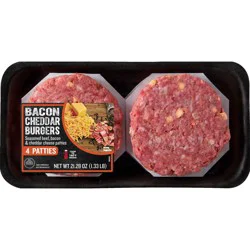 IBP Bacon & Cheddar Beef Chuck Patties - 4 Count, 1.33 lb