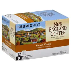 New England Coffee 100% Arabica Medium Roast Pods French Vanilla Coffee Pods - 12 ct