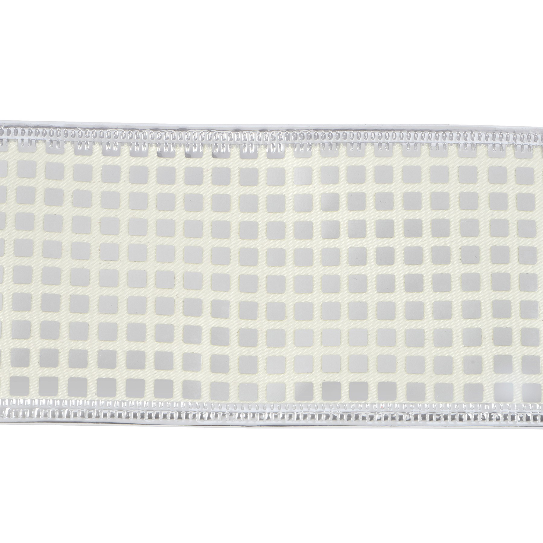 slide 2 of 3, 2.5" X 20ft. Silver Squares Wired Ribbon By Celebrate It Halloween, 2.5 in x 6.6 yd