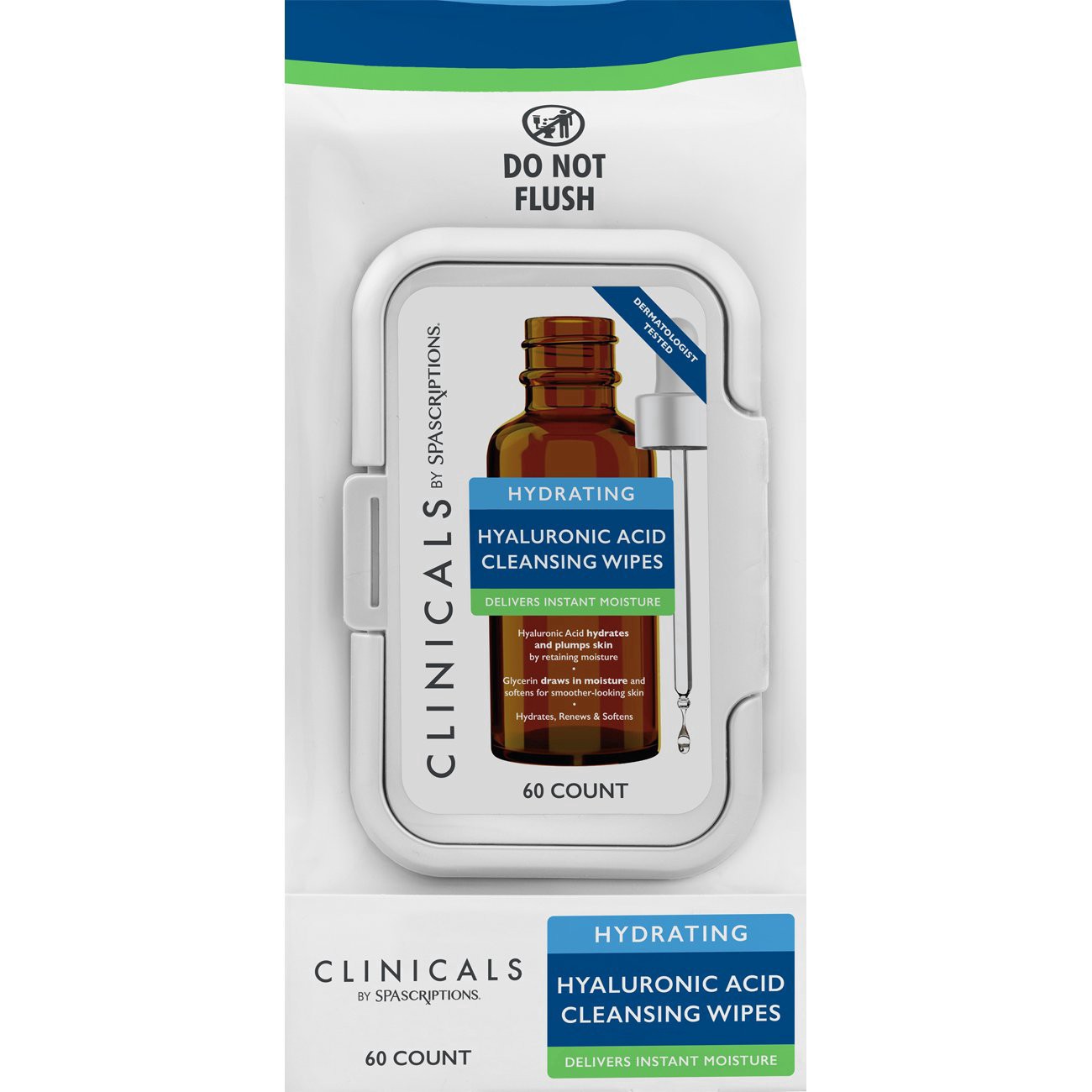 slide 1 of 1, Spascriptions Clinicals Hyaluronic Acid Cleansing Wipes, 60 ct