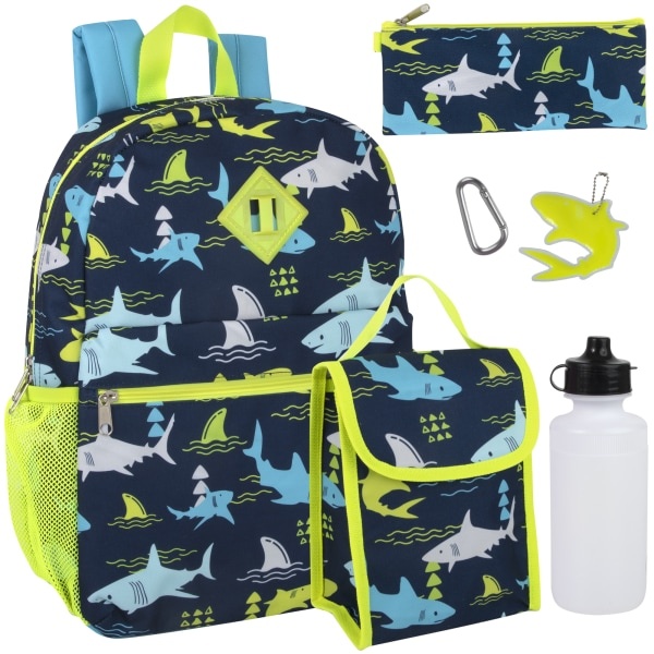 slide 1 of 6, Trailmaker 6-In-1 Backpack Set, Sharks, 1 ct