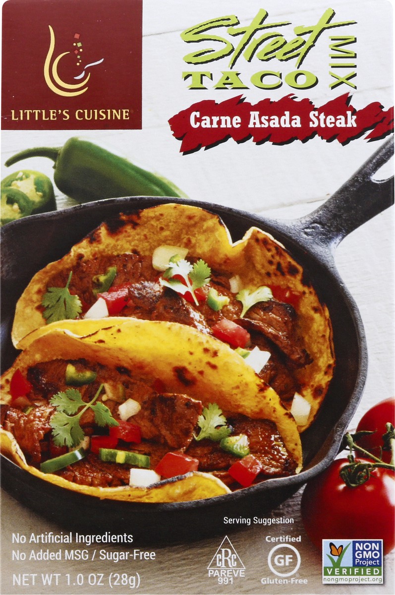 slide 9 of 10, Little's Cuisine Carne Asada Steak Street Taco Seasoning Mix, 1 oz