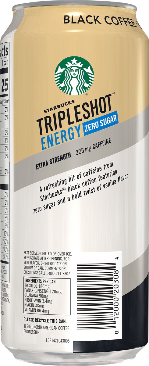 slide 3 of 4, Starbucks Energy Coffee Beverage, Zero Sugar, Vanilla, Extra Strength - 15 fl oz, 15 fl oz