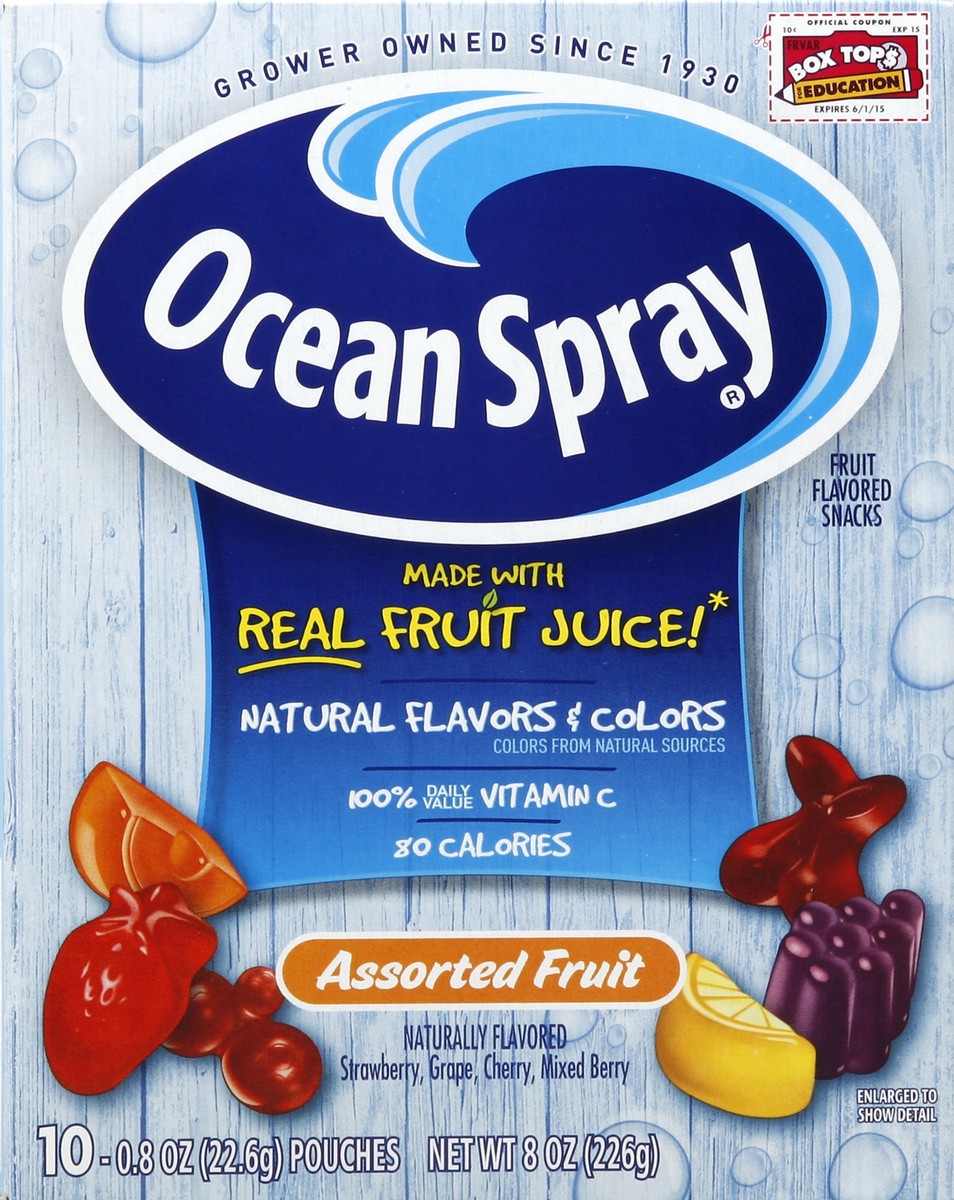 slide 4 of 5, Ocean Spray Fruit Flavored Snacks Assorted Fruit, 10 ct
