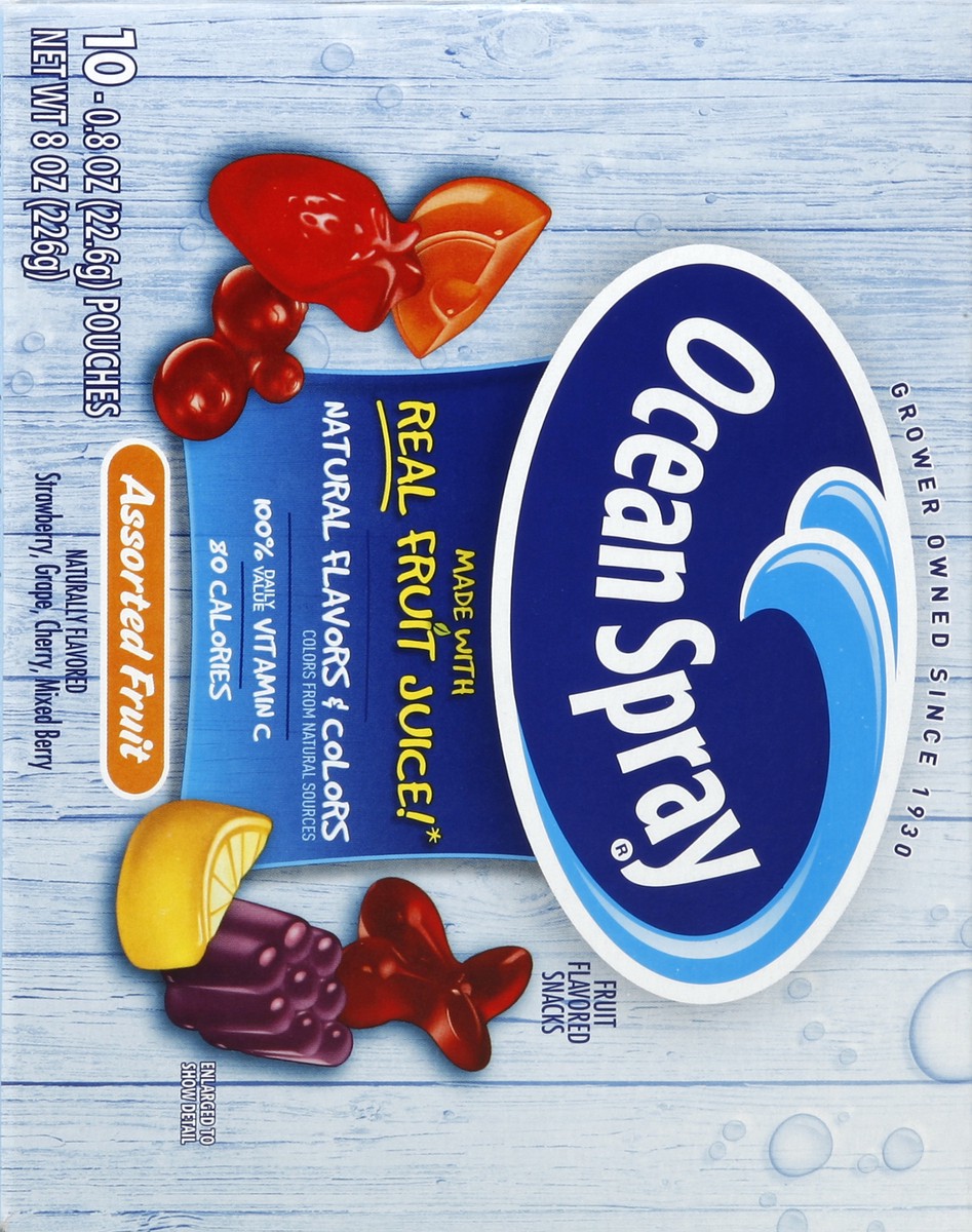 slide 5 of 5, Ocean Spray Fruit Flavored Snacks Assorted Fruit, 10 ct