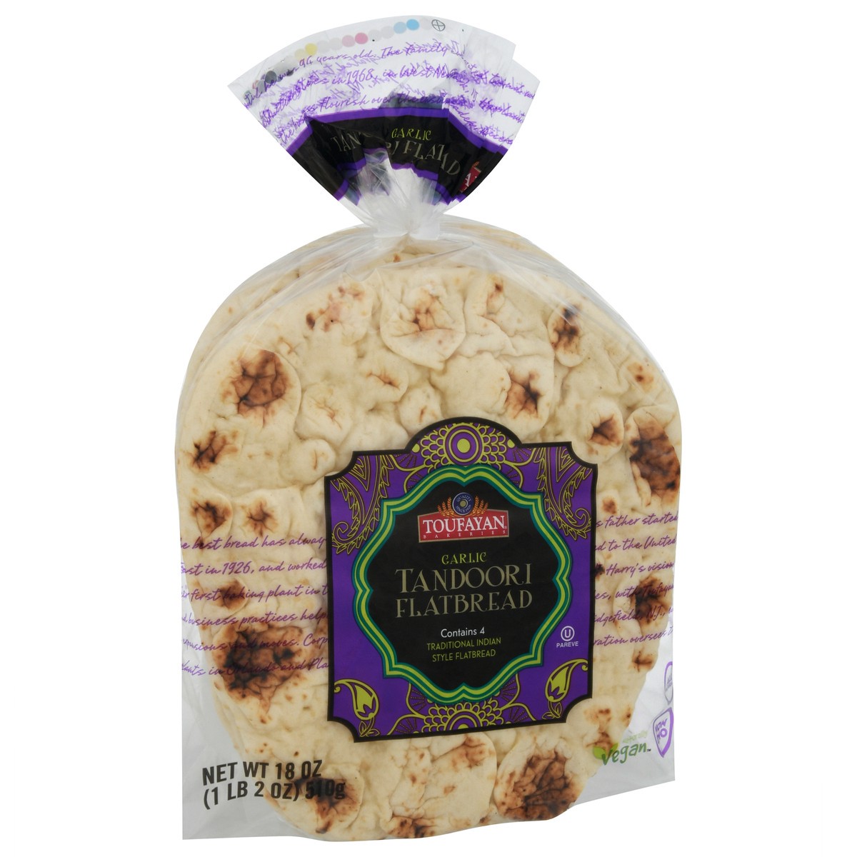 slide 7 of 9, Toufayan Flat Bread Garlic Tandoor 18 Oz, 18 oz