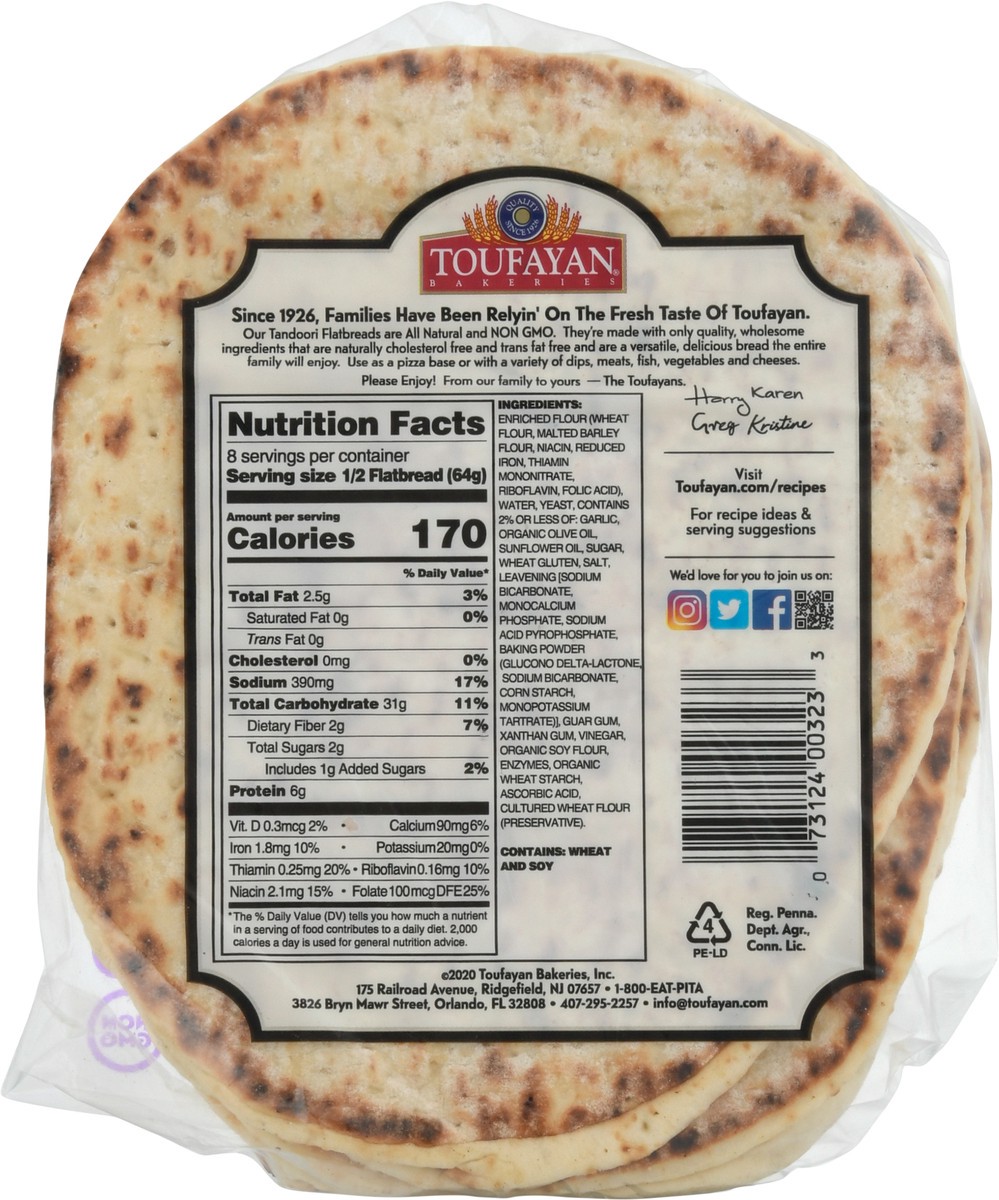 slide 5 of 9, Toufayan Flat Bread Garlic Tandoor 18 Oz, 18 oz