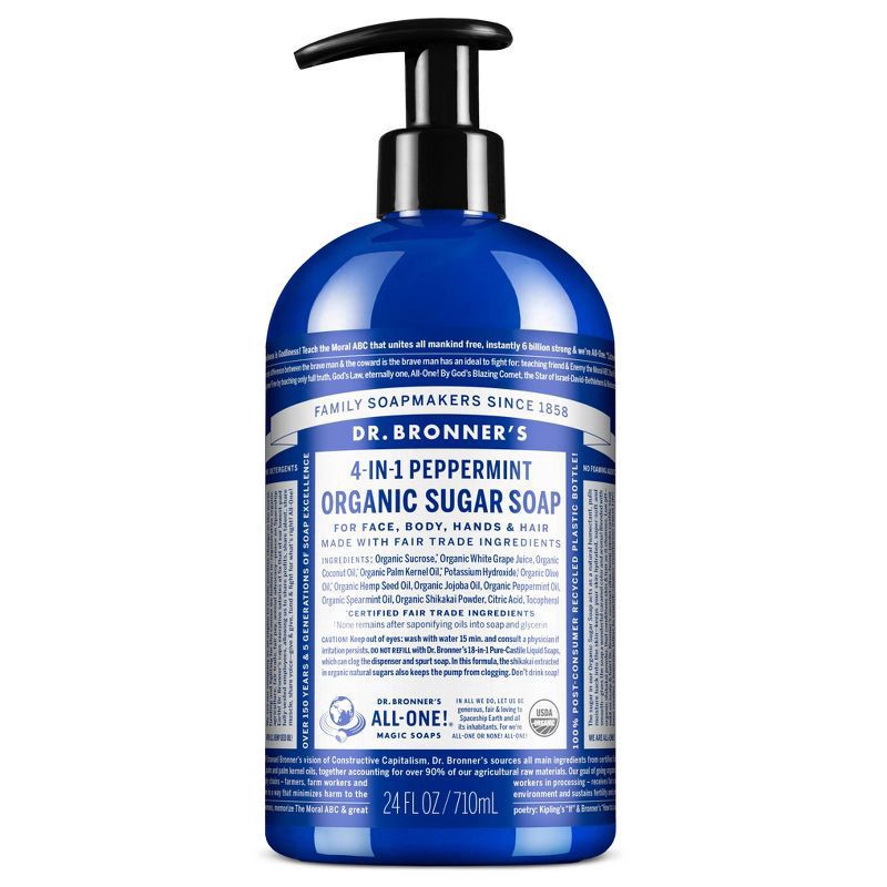 slide 1 of 1, Dr. Bronner's All-One Spearmint Peppermint Liquid Hand Soap, 24 oz