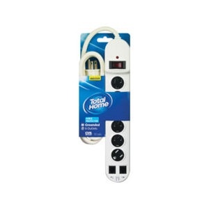 slide 1 of 1, Total Home By CVSSix Outlet Surge Protector, White, 1 ct