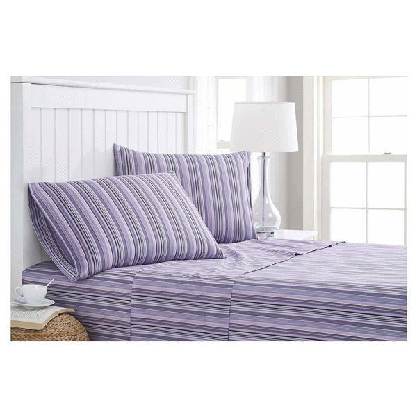 slide 1 of 1, Truly Soft Purple Awning Queen Sheet set, Queen Size