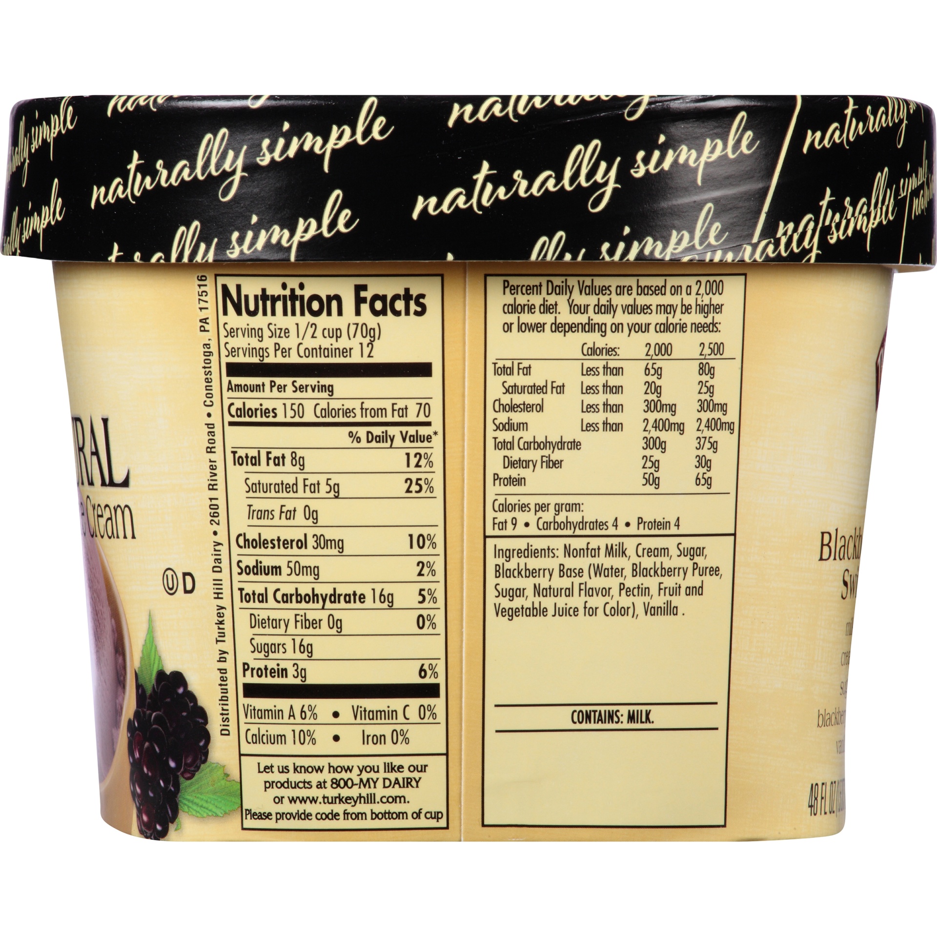 slide 4 of 8, Turkey Hill All Natural Blackberry Swirl Ice Cream, 48 fl oz