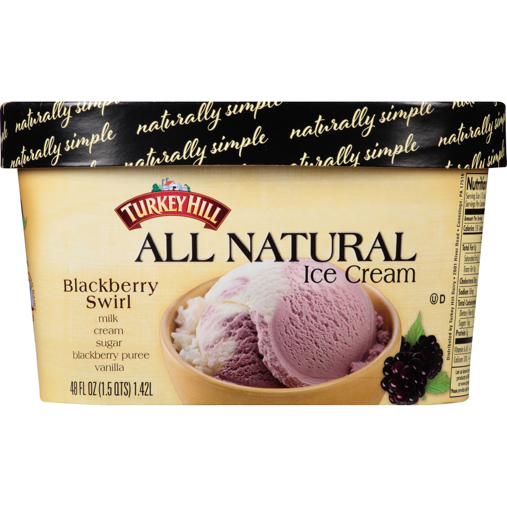 slide 6 of 8, Turkey Hill All Natural Blackberry Swirl Ice Cream, 48 fl oz