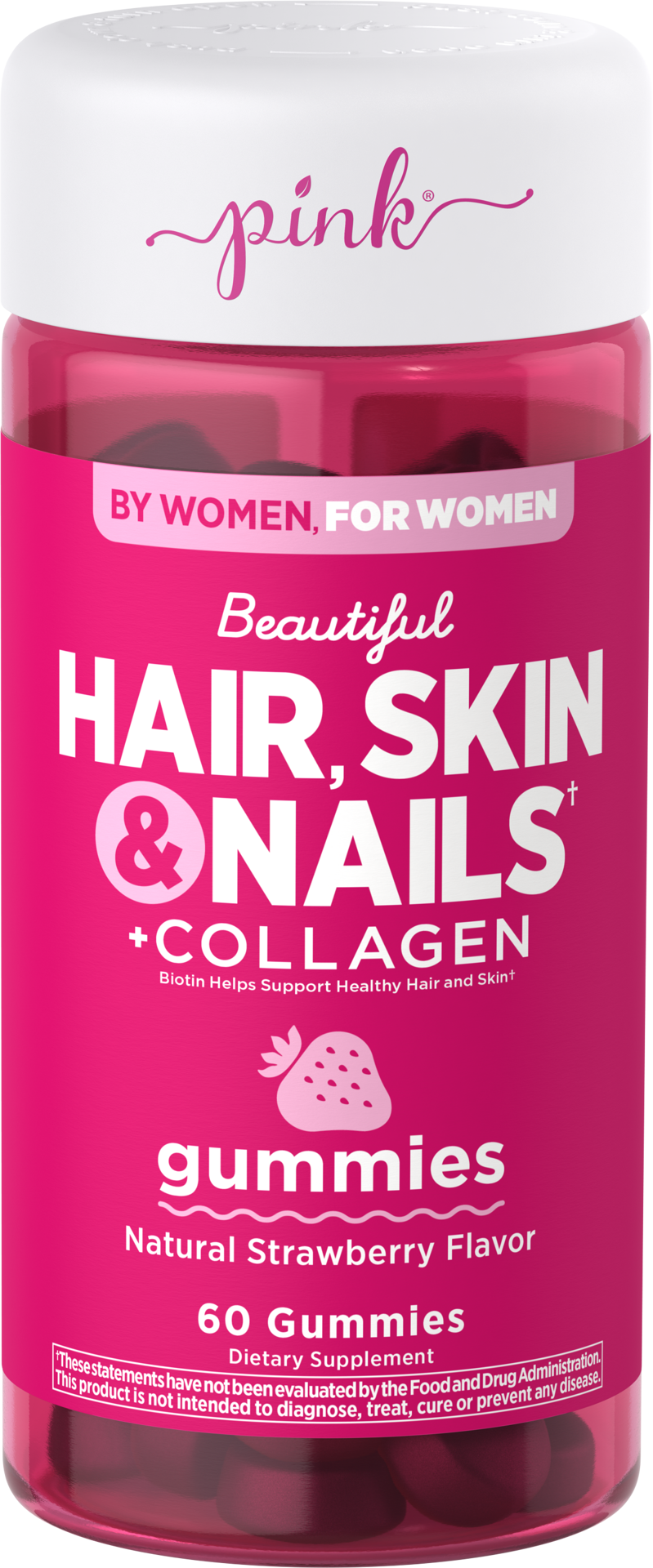 slide 1 of 13, Pink Dazzling Hair, Skin, Nails w/Biotin & Collagen 60 Gummies, 60 ct