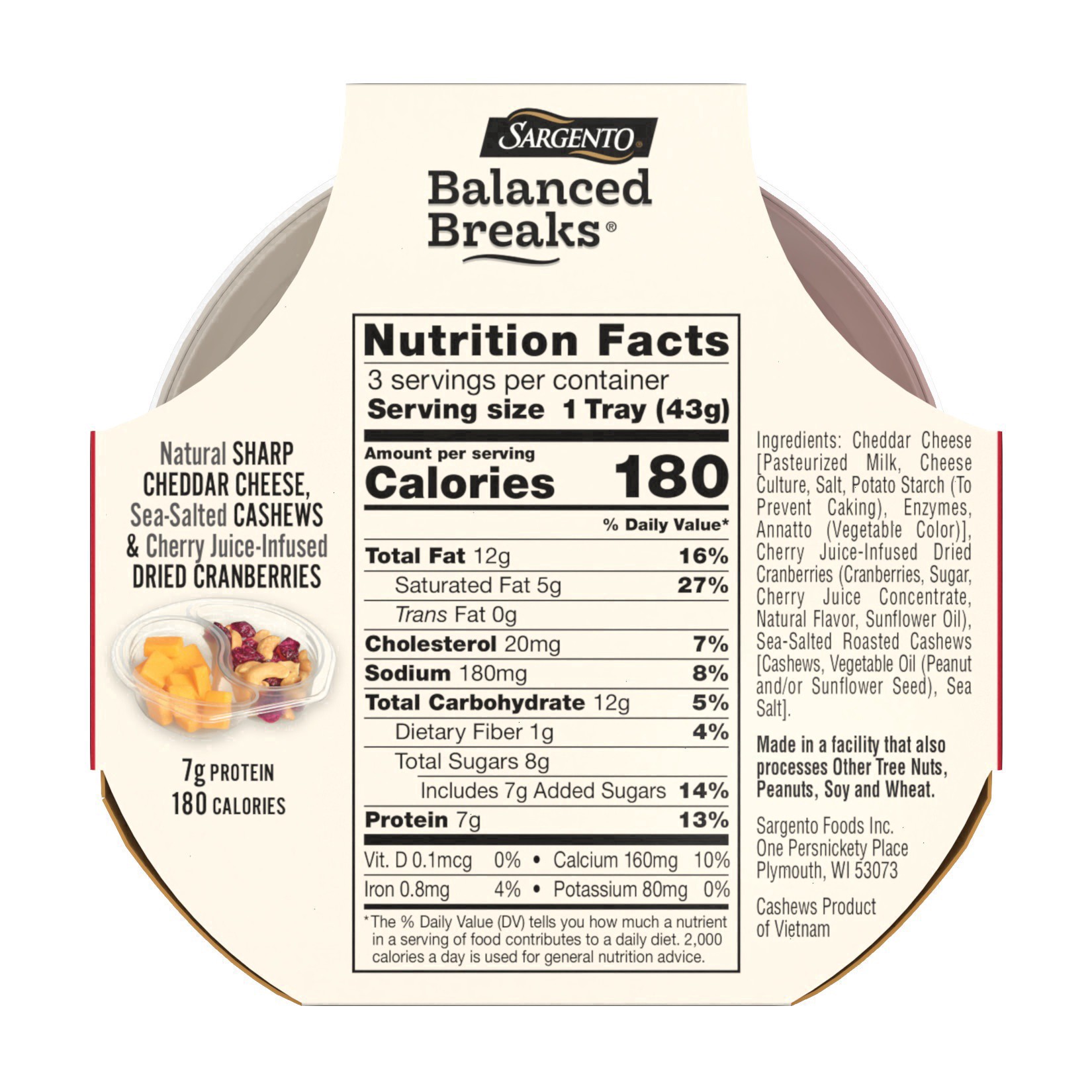 slide 31 of 34, Sargento Balanced Breaks with Natural Sharp Cheddar Cheese, Sea-Salted Cashews and Cherry Juice-Infused Dried Cranberries, 1.5 oz., 3-Pack, 3 ct