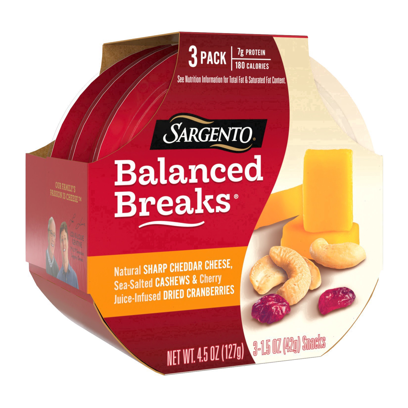 slide 32 of 34, Sargento Balanced Breaks with Natural Sharp Cheddar Cheese, Sea-Salted Cashews and Cherry Juice-Infused Dried Cranberries, 1.5 oz., 3-Pack, 3 ct