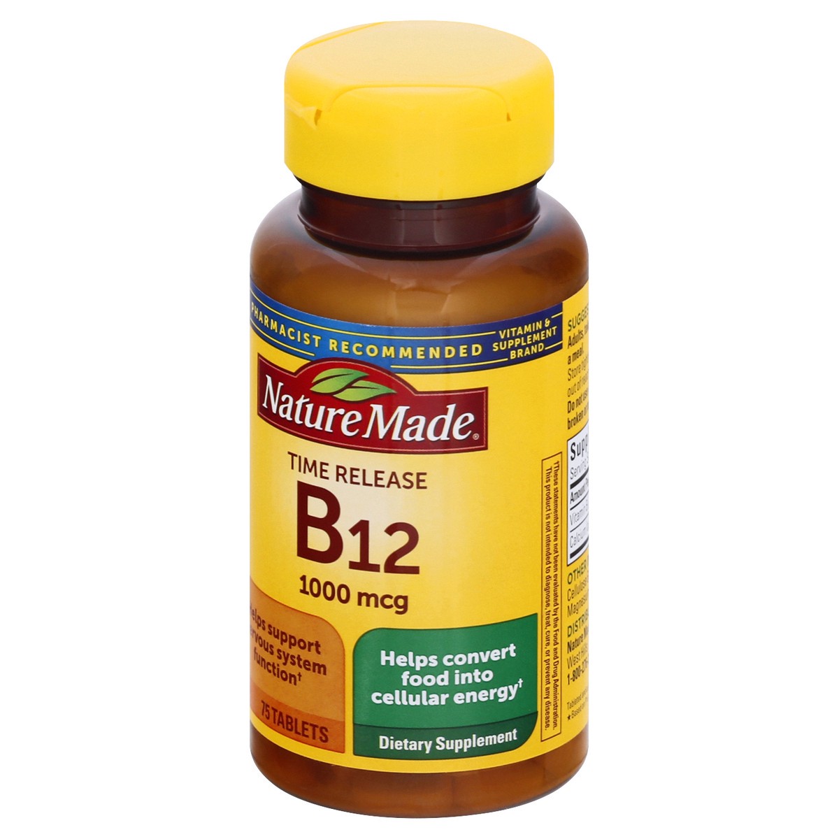 slide 8 of 9, Nature Made Vitamin B12 1000 mcg, Dietary Supplement For Energy Metabolism Support, 75 Time Release Tablets, 75 Day Supply, 75 ct