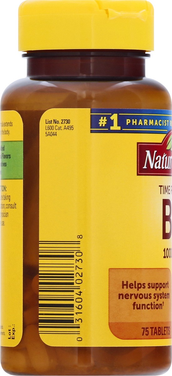 slide 2 of 9, Nature Made Vitamin B12 1000 mcg, Dietary Supplement For Energy Metabolism Support, 75 Time Release Tablets, 75 Day Supply, 75 ct