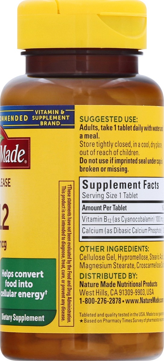 slide 9 of 9, Nature Made Vitamin B12 1000 mcg, Dietary Supplement For Energy Metabolism Support, 75 Time Release Tablets, 75 Day Supply, 75 ct