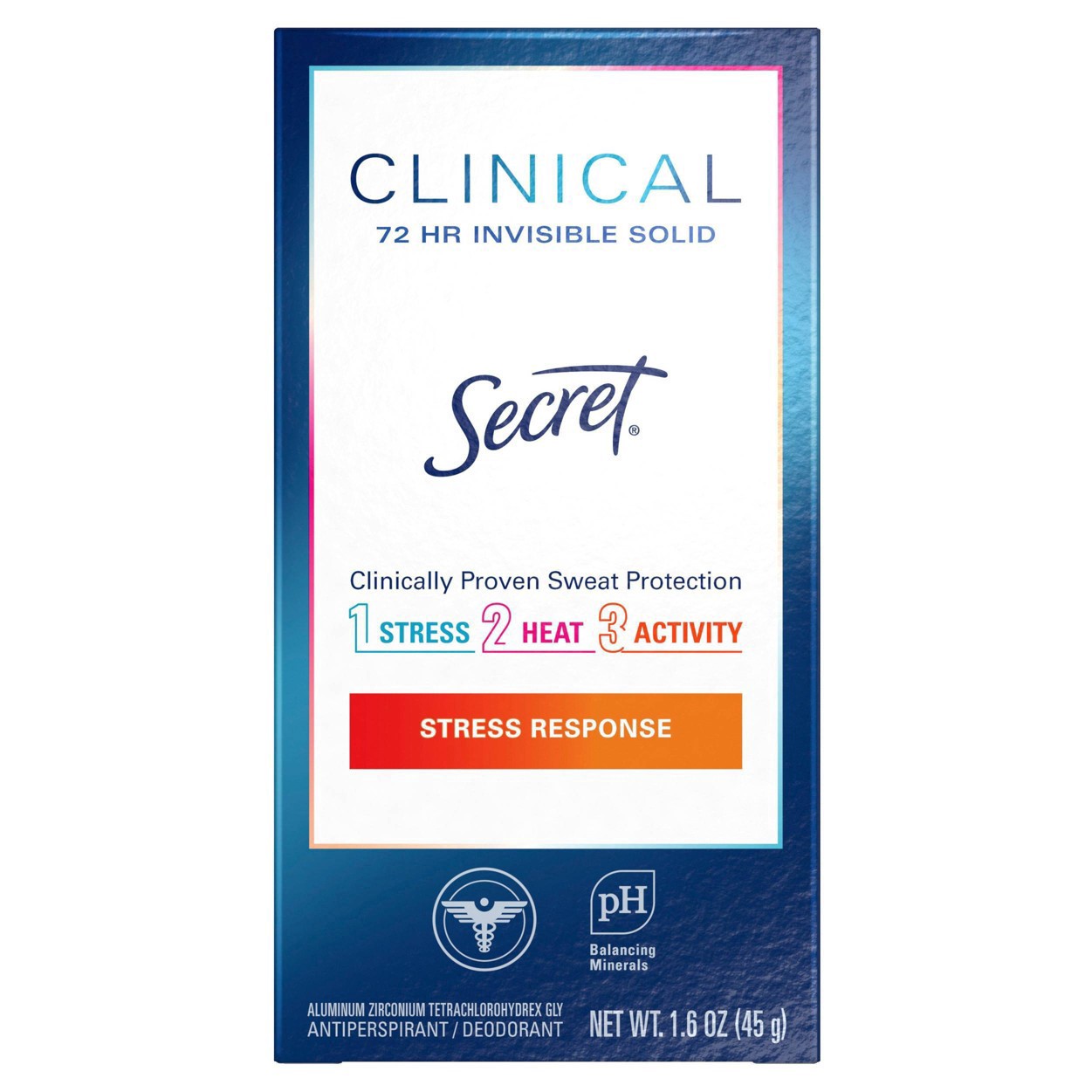 slide 5 of 8, Secret Clinical Strength Invisible Solid Antiperspirant and Deodorant for Women - Stress Response - 1.6oz, 1.6 oz