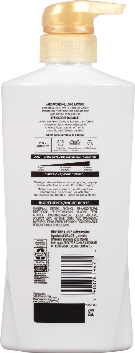 slide 3 of 9, Pantene Smooth & Sleek 72 HR Smoothness Conditioner 16.0oz/476mL, 16 fl oz