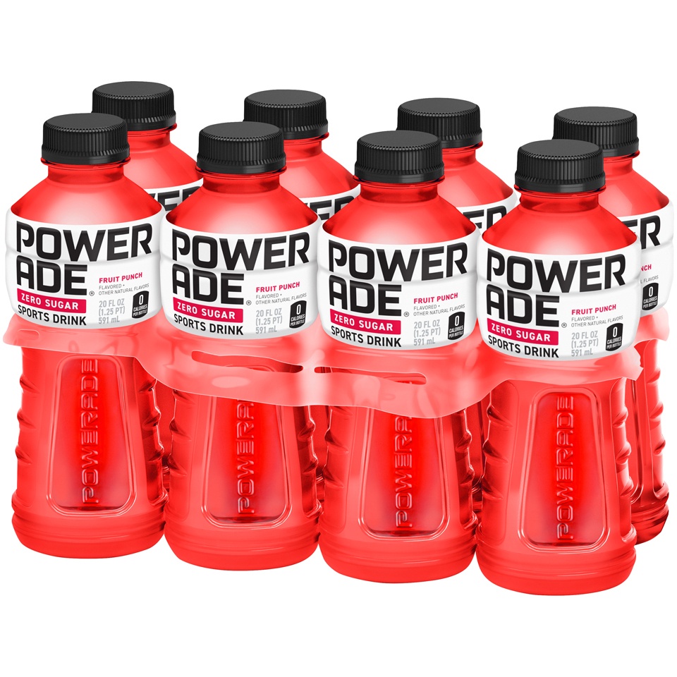 slide 3 of 3, POWERADE Zero Fruit Punch Bottles- 8 ct, 8 ct